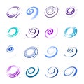 Set of Spiral Design Elements. Abstract Swirl Icons Royalty Free Stock Photo