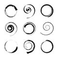 Set of Spiral Design Elements. Abstract Swirl Icons Royalty Free Stock Photo