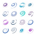 Set of Spiral Design Elements. Abstract Swirl Icons Royalty Free Stock Photo