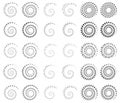 Set 30 of spiral, helix shapes, concentric, rotating elements, s