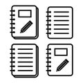 Set of Spiral notebook icon, paper blank page symbol, note web vector illustration Royalty Free Stock Photo