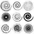 Set of spiral and swirl handdrawn motion elements Royalty Free Stock Photo