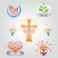 Set of Spirituality - Religion - Faith Icons - Several Colors Royalty Free Stock Photo