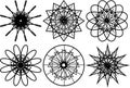 Set of spirograph circular shapes. Design elements. Vector Royalty Free Stock Photo