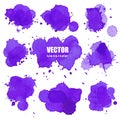 Set of splash purple watercolor, Splash watercolor spray texture isolated on white background. Royalty Free Stock Photo