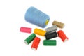 Set of spools of sewing thread isolated on white Royalty Free Stock Photo