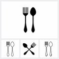 Set of spoon and fork icon. simple flat vector illustration