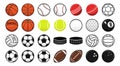 Set of 28 Sport balls icons. Royalty Free Stock Photo