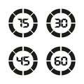 Set of sport chronometers icon in different time laps Royalty Free Stock Photo