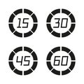 Set of sport chronometers icon in different time laps Royalty Free Stock Photo