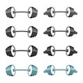 Set of sport dumbbells in modern flat style.