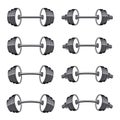 Set of sport dumbbells in modern flat style.