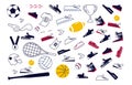 Set of sport equipment and snickers clipart