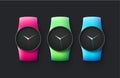 Set of sport and fashion smart wrist watches