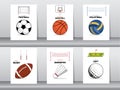 Set of Sport and games ball with element,goals , vector illustrations.