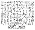 Set of Sport icons Drawing illustration Hand drawn doodle Sketch line vector eps10 Royalty Free Stock Photo