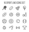 Set of sport icons in modern thin line style.