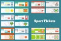 Set of sport tickets: baseball, basketball, soccer, football, tennis in 2 variants each Royalty Free Stock Photo