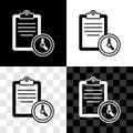 Set Sport training program or fitness plan icon isolated on black and white, transparent background. Vector Royalty Free Stock Photo