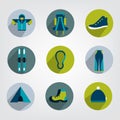Set of sporting and tracking flat icons. Royalty Free Stock Photo