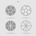 Set of sports ball icon. Soccer football and basketball sign and symbol. Simple flat icon for web site or mobile app. Vector Royalty Free Stock Photo