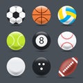 Set of Sports balls on a Black background, Vector, Realistic style Royalty Free Stock Photo