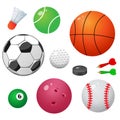 Set of sports balls. Color images on white background. Vector illustration Royalty Free Stock Photo
