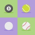 Set of sports balls flat style icons. Vector illustration. Royalty Free Stock Photo