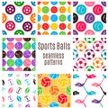 Set of sports balls seamless pattern. Royalty Free Stock Photo