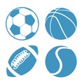 Set of Sports balls Soccer Basketball American Football tennis Royalty Free Stock Photo