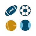 Set of sports balls. VARIOUS SPORTS BALLS VECTOR GRAPHICS. Volleyball, soccer, tennis and handballs Royalty Free Stock Photo