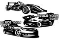 Set of sports cars. Monochrome vector illustration. Business card design templates Royalty Free Stock Photo