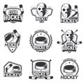 Set of sports logos for hockey. Royalty Free Stock Photo