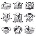 Set of sports logos for hockey. Royalty Free Stock Photo