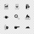 Set Sports nutrition proteine, Kcal, Salt, GMO, Lactose intolerance, Diet plan, Metabolism and Calorie calculator icon Royalty Free Stock Photo