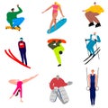 Set of sportsmen doing various kinds of sports activities. Vector illustration in flat cartoon style Royalty Free Stock Photo