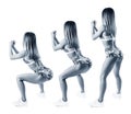 Set of sporty woman shows squats steps for buttocks muscles.