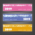 Set of Spotted Horizontal New Year Headers or Banners - 2019