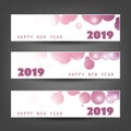 Set of Spotted Horizontal New Year Headers or Banners - 2019