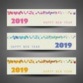 Set of Spotted Horizontal New Year Headers or Banners - 2019