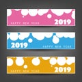 Set of Spotted Horizontal New Year Headers or Banners - 2019