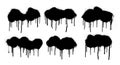 Set spray graffiti stencil template. Isolated collection with dripping paint, smudges and drops. Grunge high level Royalty Free Stock Photo