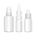 Set of Spray Nasal or Eye Antiseptic Drugs. White Plastic Bottle With Box.