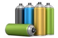 Set of spray paint cans isolated on white background. Spray bottle and dispenser Royalty Free Stock Photo