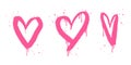 Set of Spray painted graffiti heart sign. Love heart drip symbol