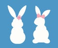 Cute spring Easter white bunny flat stock vector illustration. Royalty Free Stock Photo