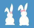 Cute spring Easter white bunny flat stock vector illustration. Royalty Free Stock Photo