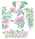 Set of spring flowers. Sakura. Vector illustration. Royalty Free Stock Photo