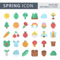 Set of Spring icon in Flat Color style isolated on white background. for your web site design, logo, app, UI. Vector graphics Royalty Free Stock Photo