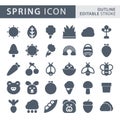 Set of Spring icon in Glyph Color style isolated on white background. for your web site design, logo, app, UI. Vector graphics Royalty Free Stock Photo